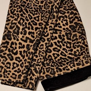 Leopard print velvet crushed snug pants XL